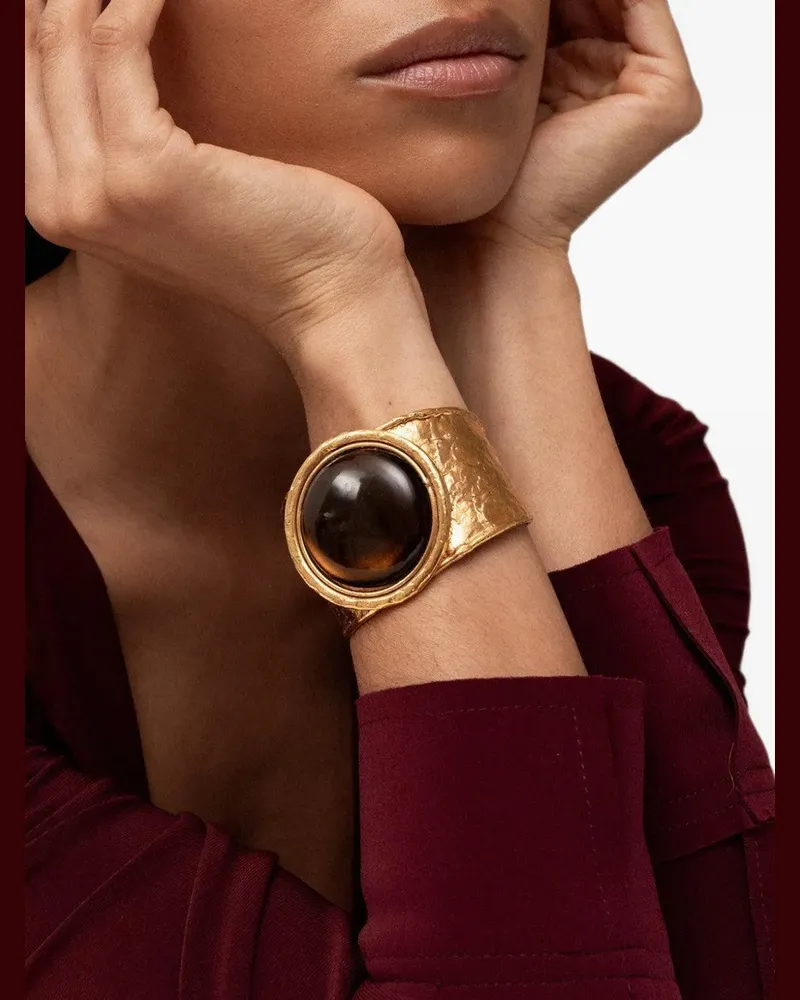 Sylvia Toledano cornaline sphere cuff bracelet - Gold Gold