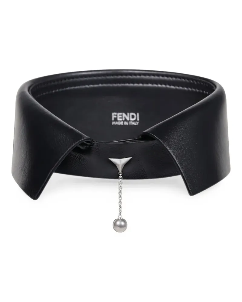 Fendi charm-detail leather collar - Schwarz Schwarz