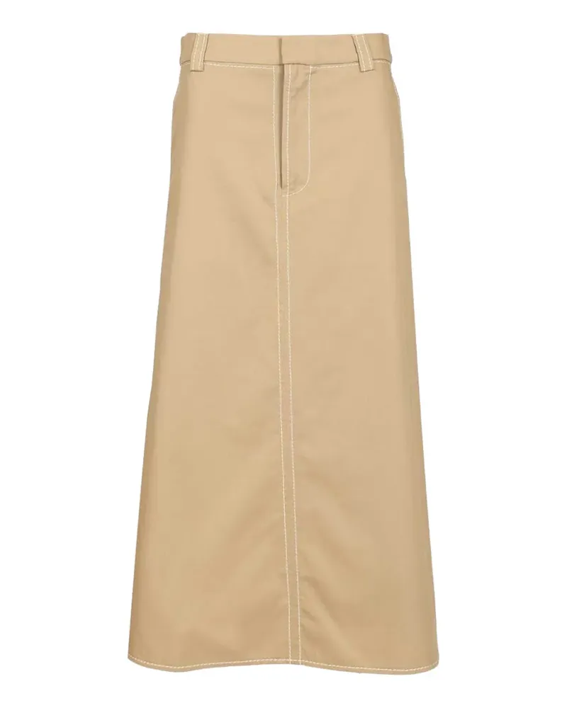 AMI Paris A-line topstitching midi skirt - Nude Nude