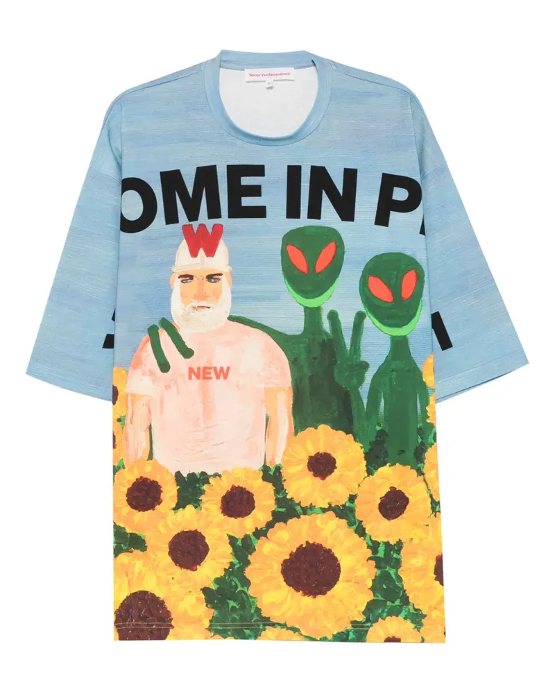Walter van Beirendonck We Come in Peace T-Shirt mit grafischem Print - Blau Blau