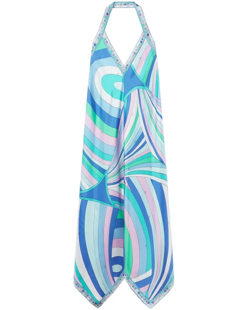 Emilio Pucci Neckholder-Seidenkleid mit Print - Blau Blau