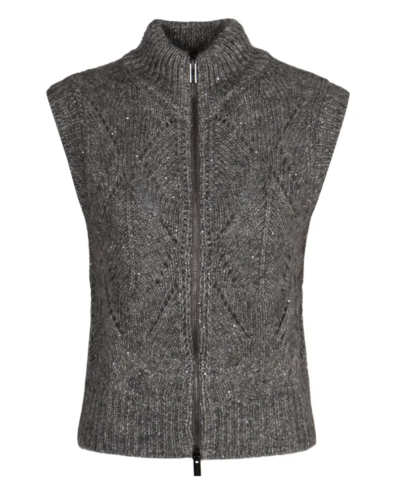 Peserico leaf stitch sequin sleeveless vest - Grau Grau