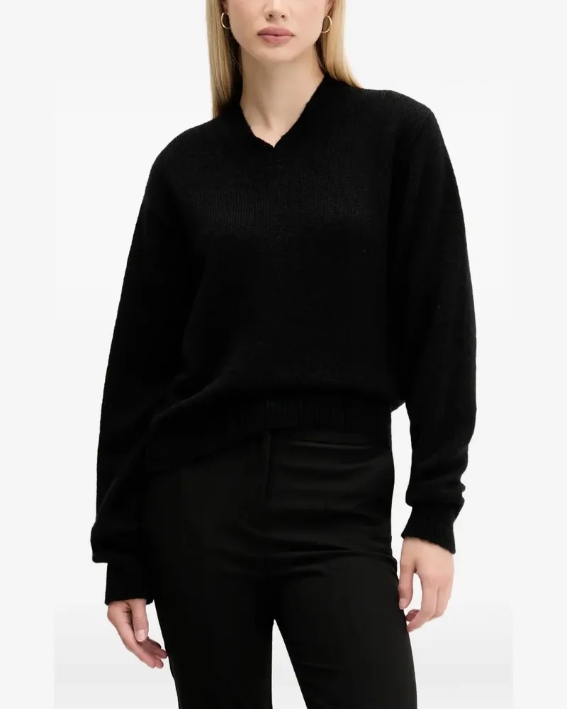 HUGO BOSS Pullover mit V-Ausschnitt - Schwarz Schwarz