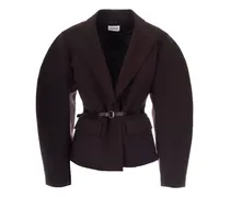P.A.R.O H. Puffärmel-Jacke mit Gürtel - Braun