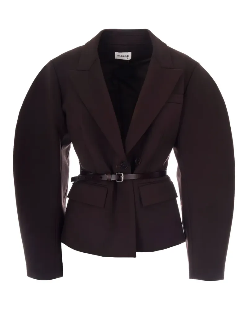 P.A.R.O.S.H. P.A.R.O H. Puffärmel-Jacke mit Gürtel - Braun Braun