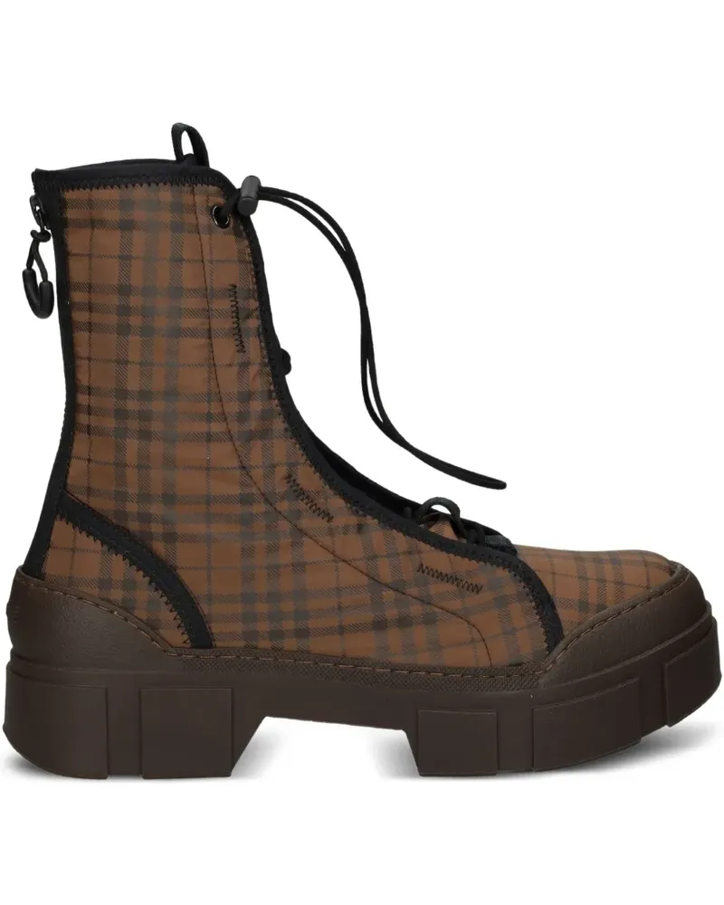 Vic Matié Schnürstiefel mit Karomuster - Braun Braun