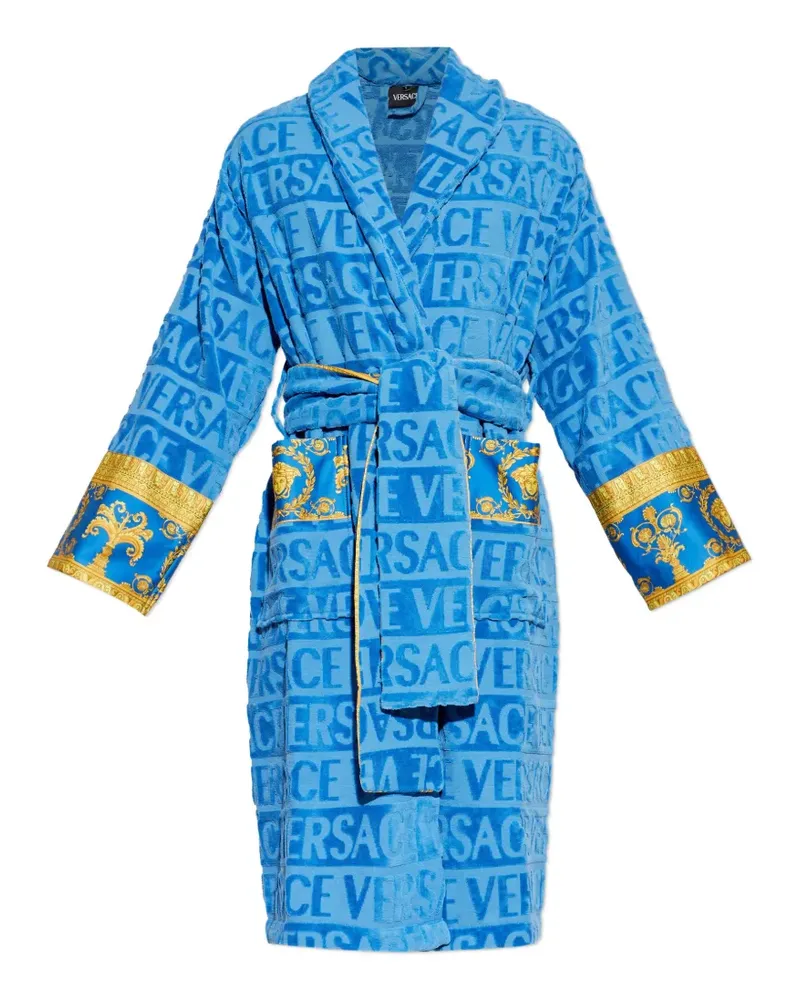 Versace Barocco Bademantel aus Logo-Jacquard - Blau Blau