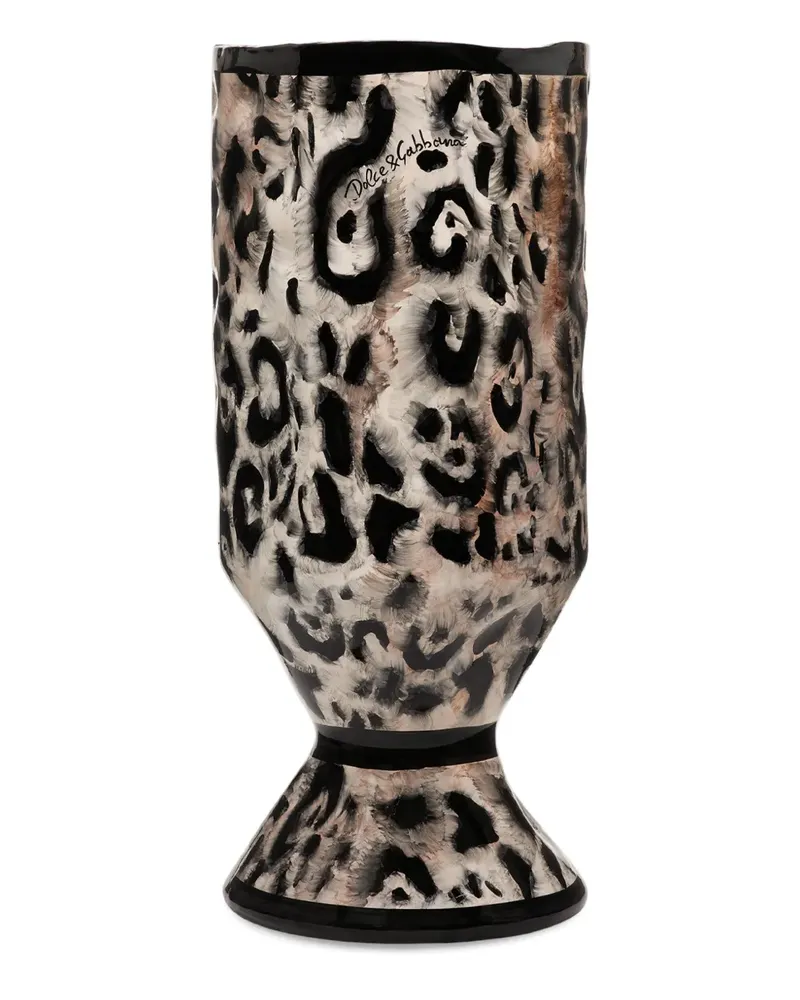 Dolce & Gabbana leopard-print ceramic vase - Braun Braun