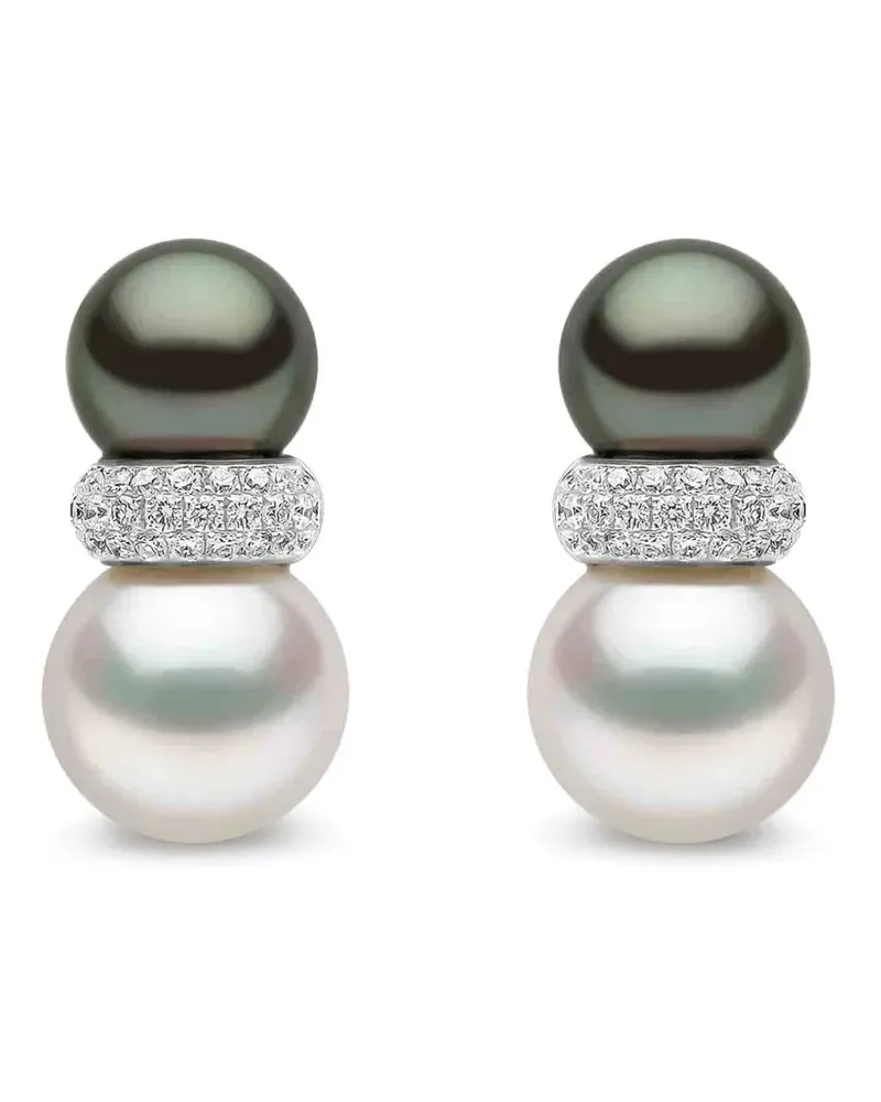 YOKO London Glitz South Sea Hängeohrringe mit Perlen und Diamanten - Silber Silber