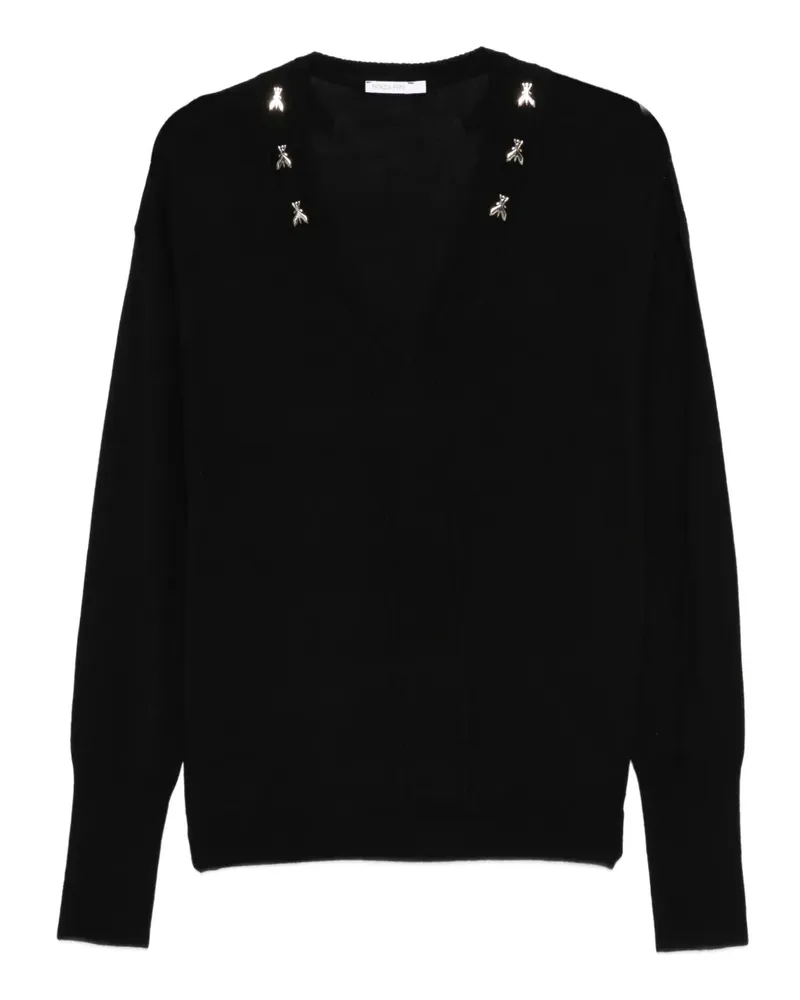 Patrizia Pepe embellished V-neck sweater - Schwarz Schwarz