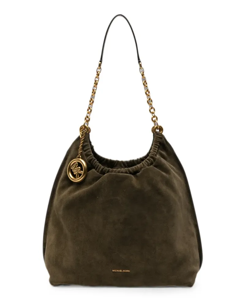 Michael Kors large Indie logo-plaque suede shoulder bag - Grün Grün