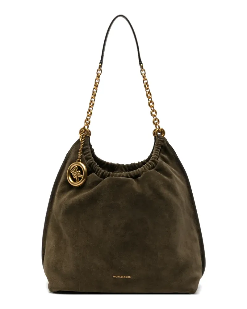 Michael Kors large Indie logo-plaque suede shoulder bag - Grün Grün