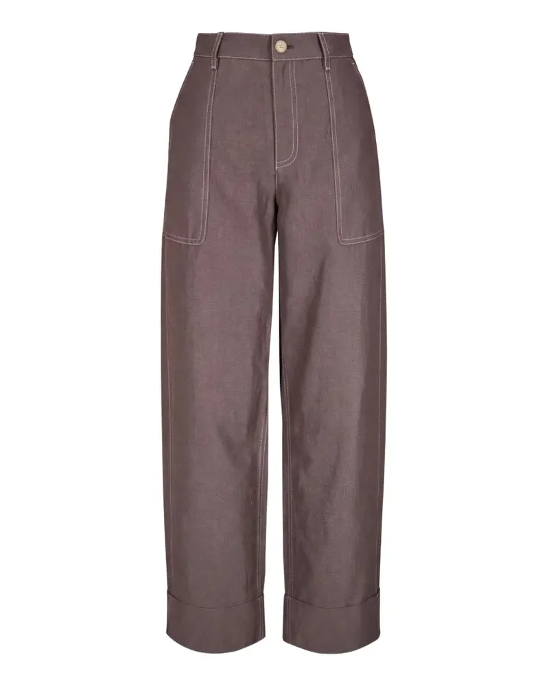 Lafayette148 Umgeschlagene Hose mit Kontrastnähten - Braun Braun