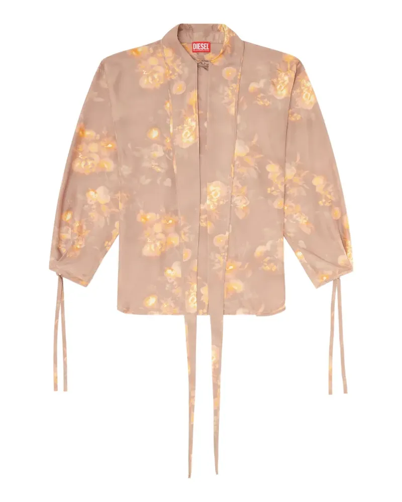 Diesel Hemd aus Seide mit Blumenprint - Nude Nude