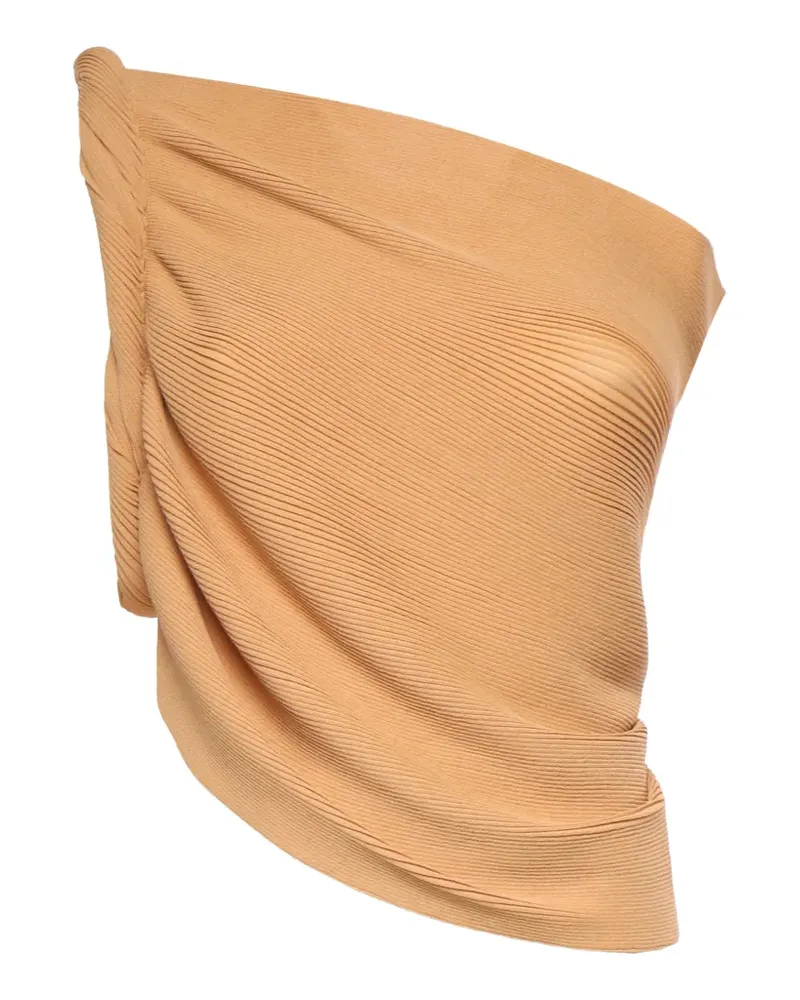 Alberta Ferretti one-shoulder ribbed-knit top - Nude Nude