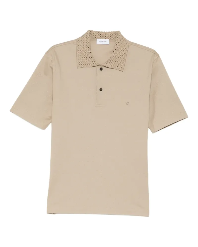 Ferragamo Poloshirt mit gestricktem Kragen - Nude Nude