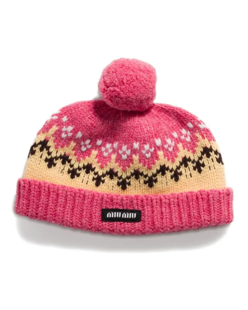 Miu Miu Hut mit Jacquard-Logo - Rosa Rosa