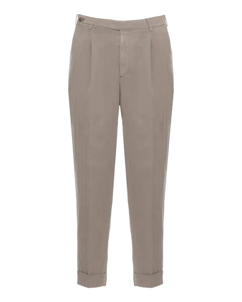 PT TORINO pleated herringbone-pattern trousers - Nude Nude