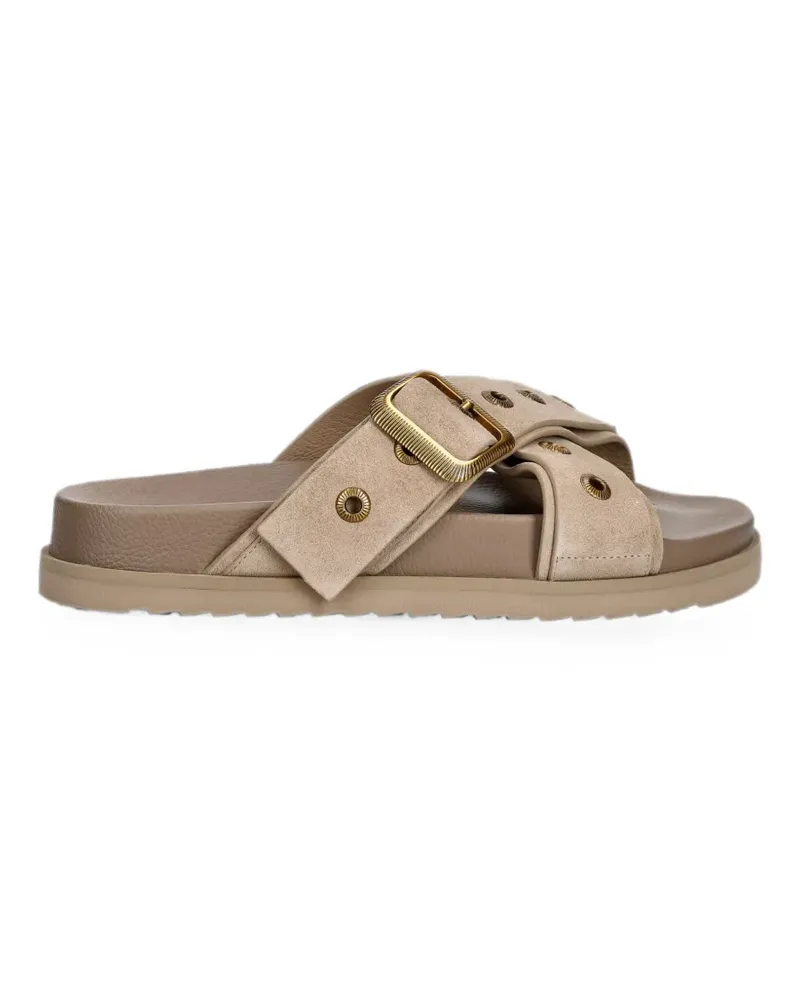 AllSaints Suki eyelet-embellished crossover sandals - Braun Braun