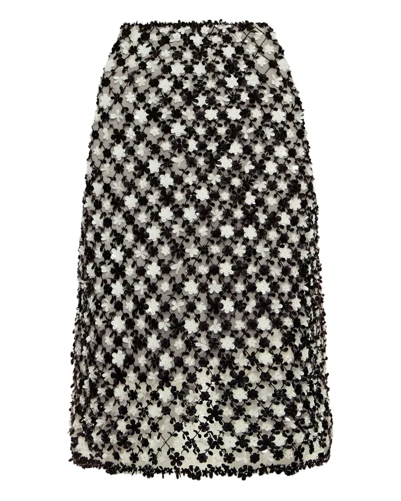 Oscar de la Renta Minirock mit Blumenstickerei - Schwarz Schwarz