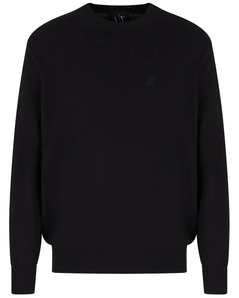 Armani Exchange Pullover mit Logo-Stickerei - Schwarz Schwarz
