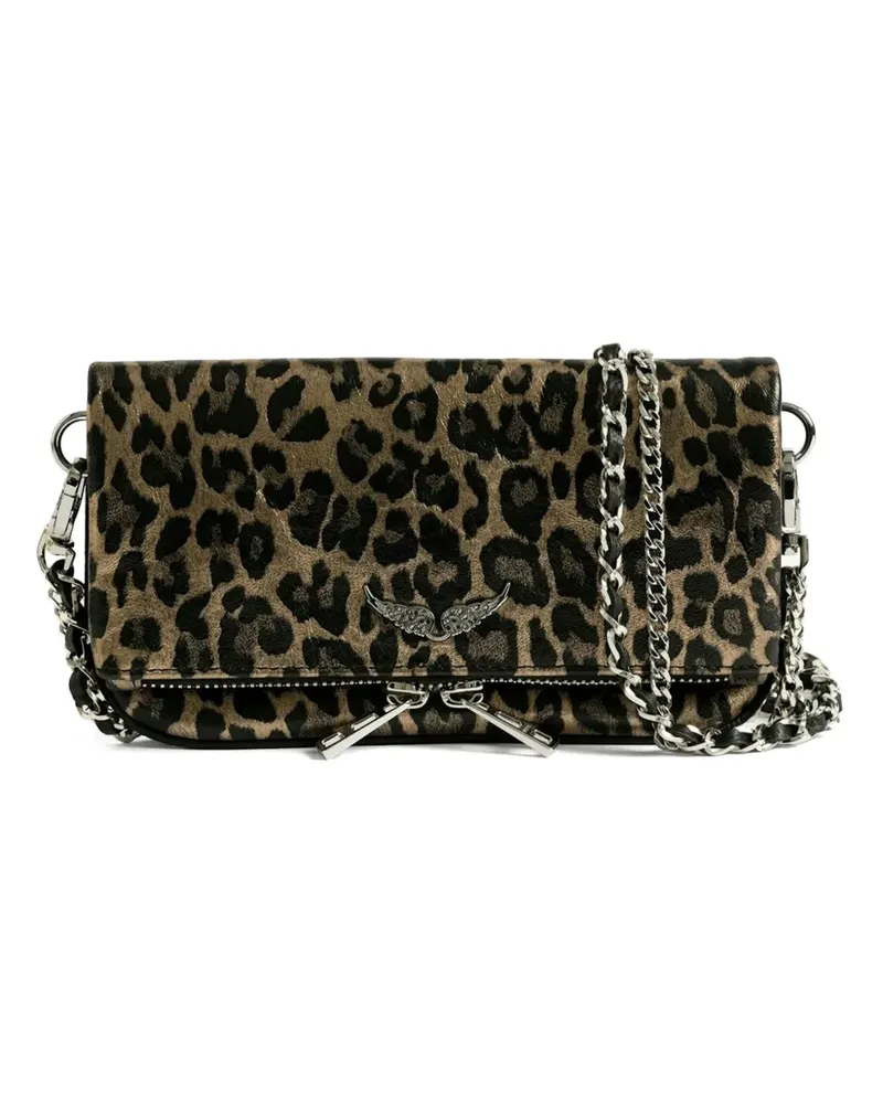Zadig & Voltaire Nano Rock Schultertasche mit Leoparden-Effekt - Grau Grau