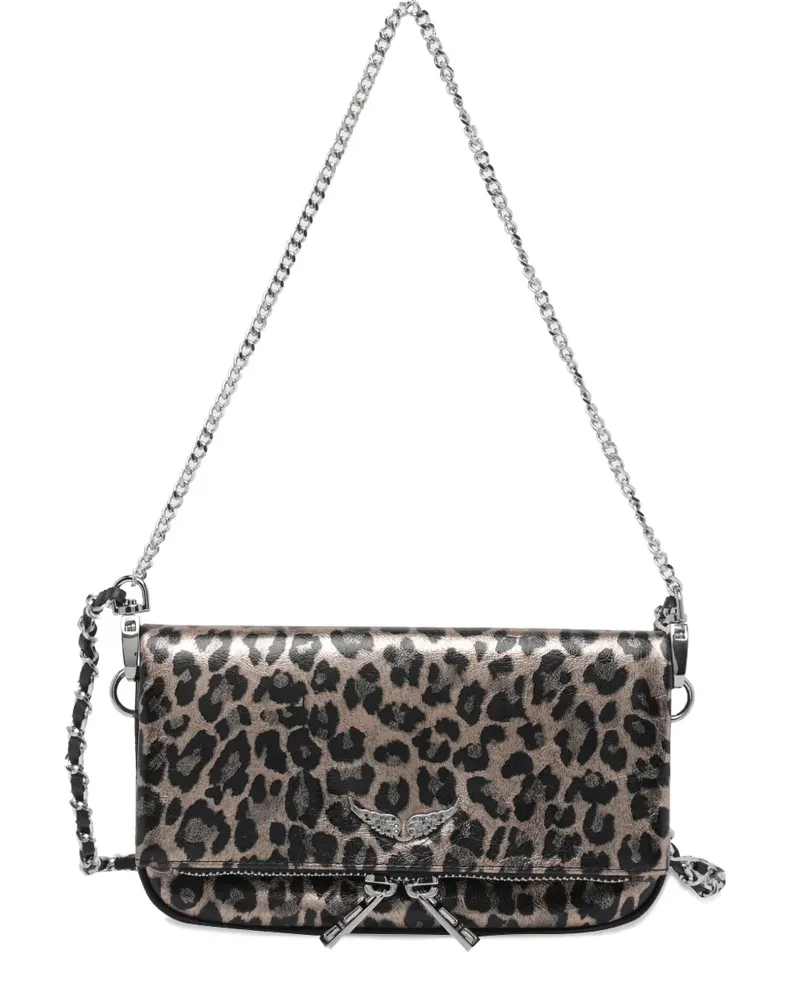 Zadig & Voltaire Nano Rock Schultertasche mit Leoparden-Effekt - Grau Grau