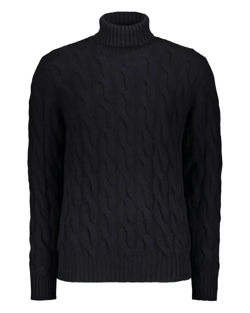 MOORER Gordon Rollkragenpullover mit Zopfmuster - Blau Blau