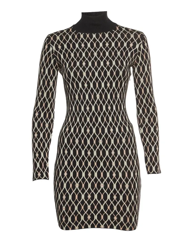 Elisabetta Franchi geometric-pattern mock-neck mini dress - Schwarz Schwarz