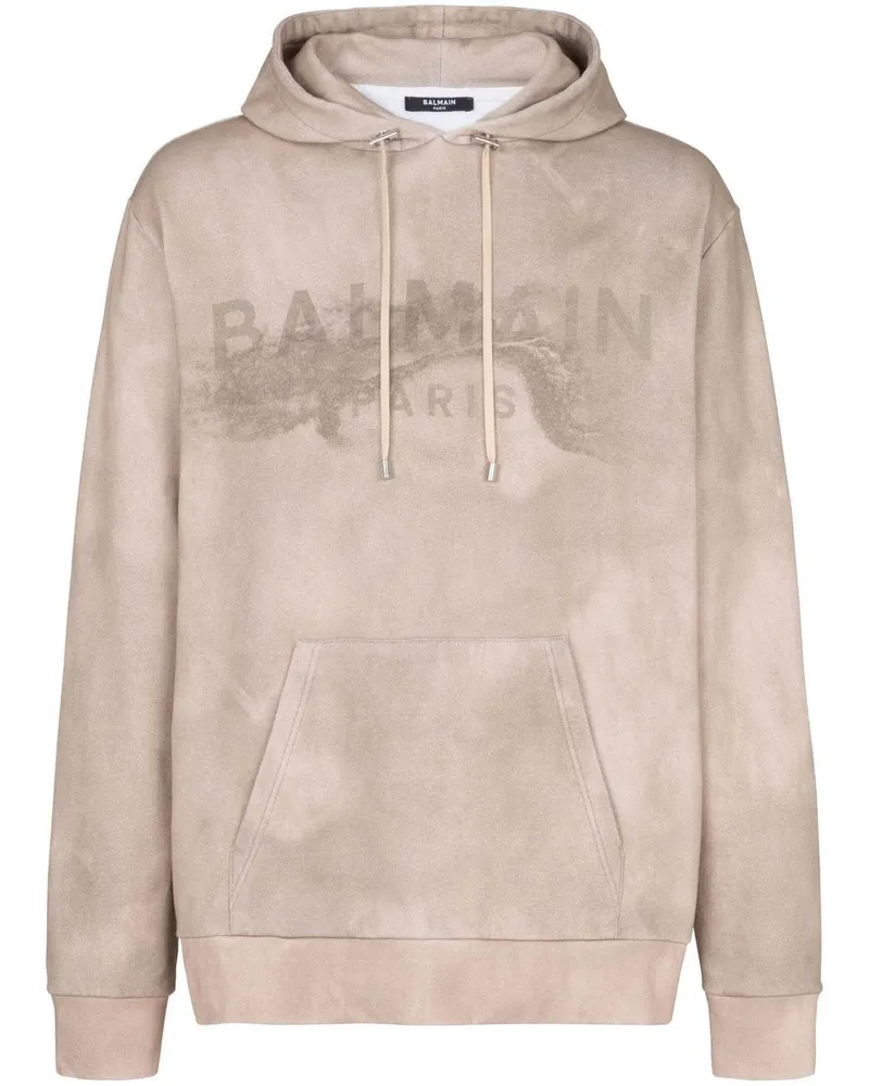 Balmain Hoodie mit Logo-Print Nude