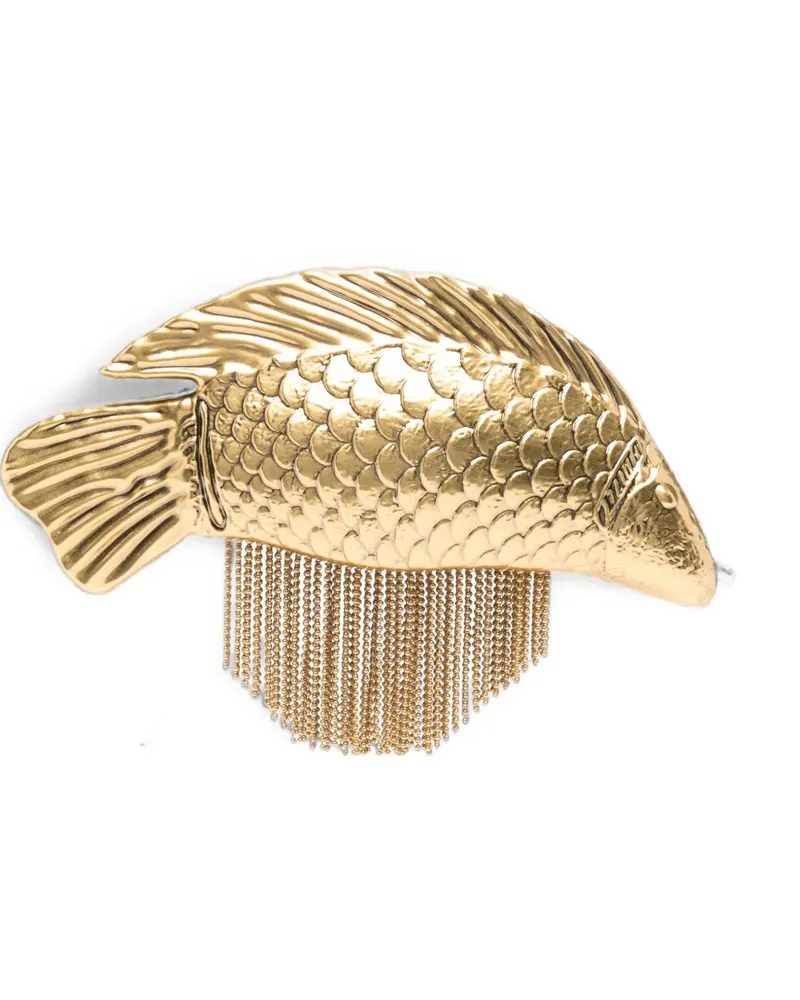 Cult Gaia Neemo Clutch in Fischform mit Fransen - Gold Gold
