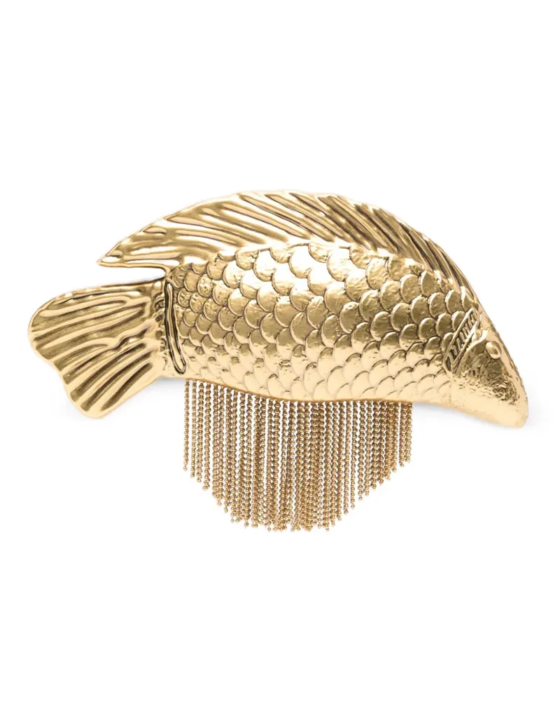 Cult Gaia Neemo Clutch in Fischform mit Fransen - Gold Gold