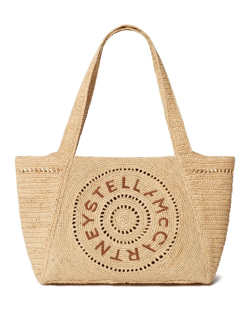 Stella McCartney Shopper aus Bast mit Logo - Nude Nude