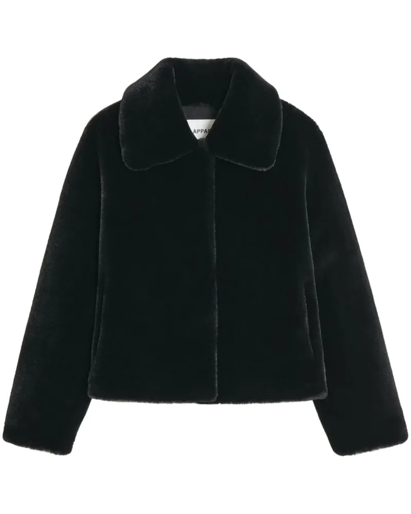 APPARIS Jacke aus Faux Fur mit breitem Kragen - Schwarz Schwarz