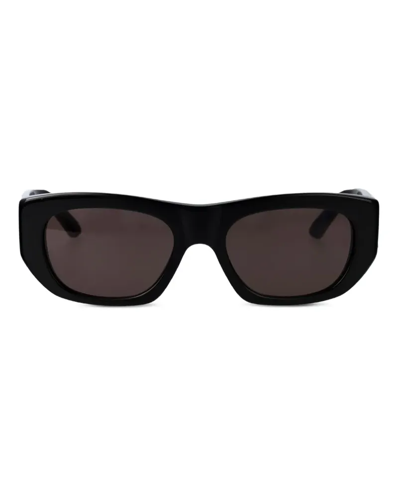 Alexander McQueen Geometrische Sonnenbrille mit Logo-Print - Schwarz Schwarz