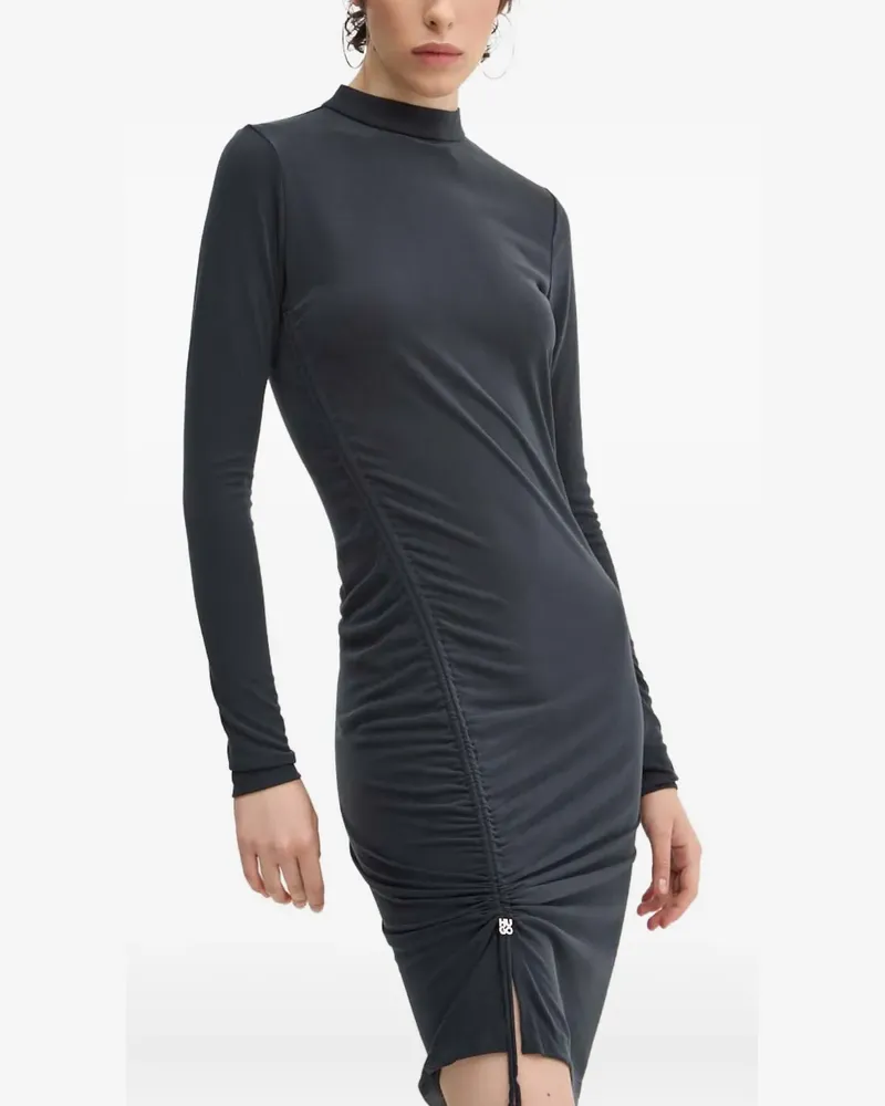 HUGO BOSS long-sleeve ruched mini dress - Grau Grau