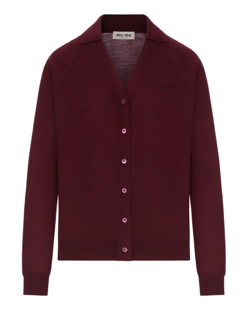 Miu Miu logo-embroidered wool cardigan - Rot Rot