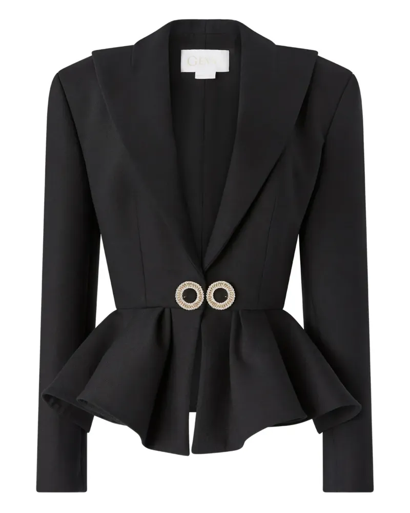 Genny Kristallverzierte Jacke mit Schößchen - Schwarz Schwarz