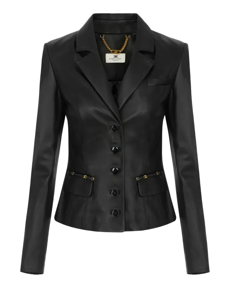 Elisabetta Franchi leather jacket with logo details - Schwarz Schwarz