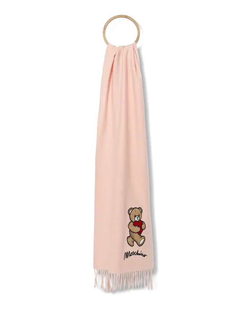 Moschino Teddy Bear fringed scarf - Rosa Rosa