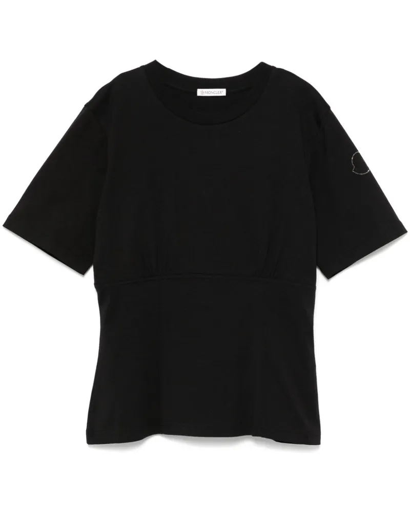 Moncler T-Shirt mit Logo-Verzierung - Schwarz Schwarz