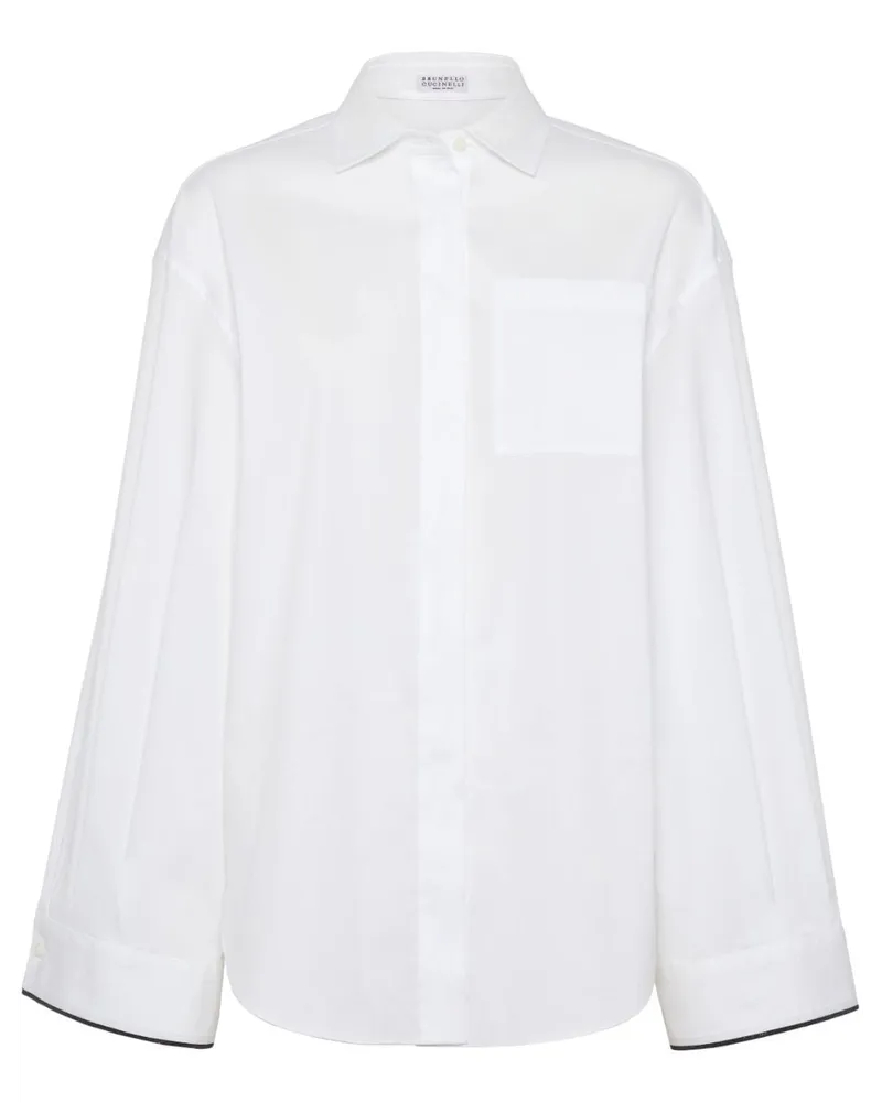 Brunello Cucinelli Poloshirt mit Kontrastborten - Weiß Weiß