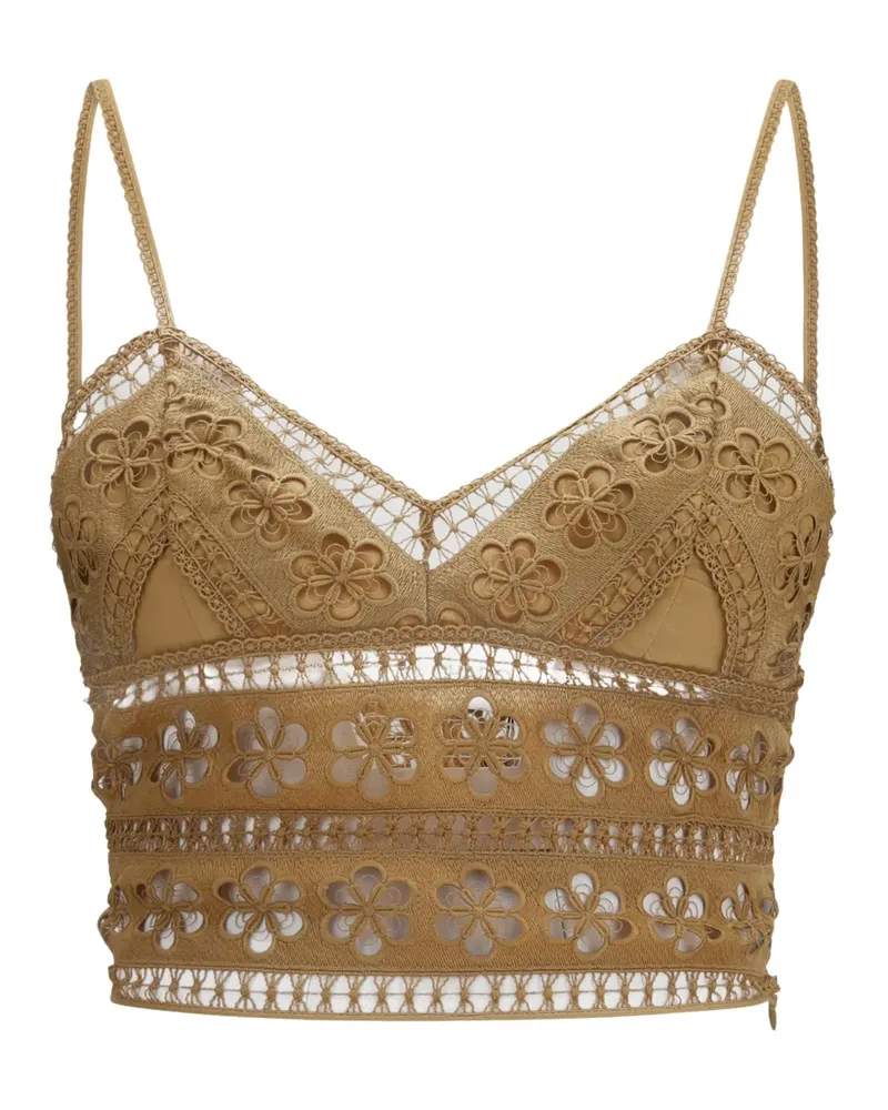 Charo Ruiz Melie guipure-lace cropped top - Nude Nude