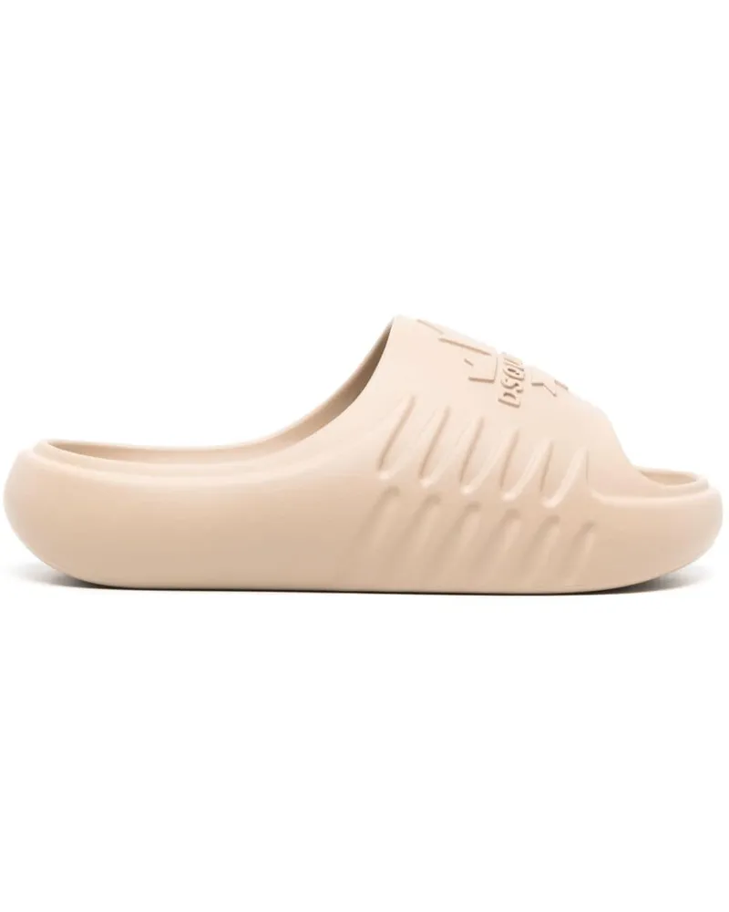 Dsquared2 Flatform-Pantoletten mit Logo-Prägung - Nude Nude