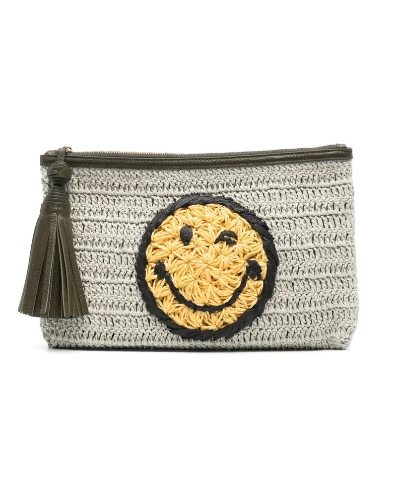 Anya Hindmarch Clutch aus Raffiabast - Nude Nude