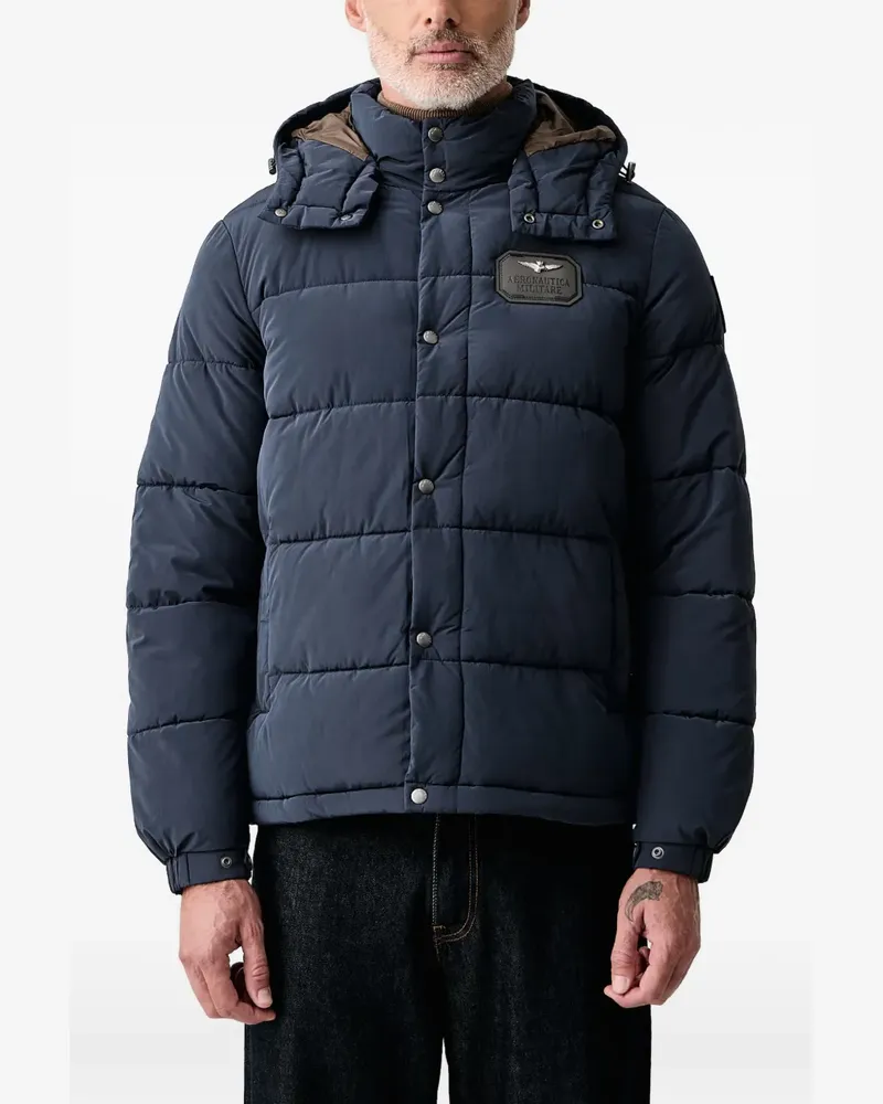 Aeronautica Militare quilted hooded jacket - Blau Blau