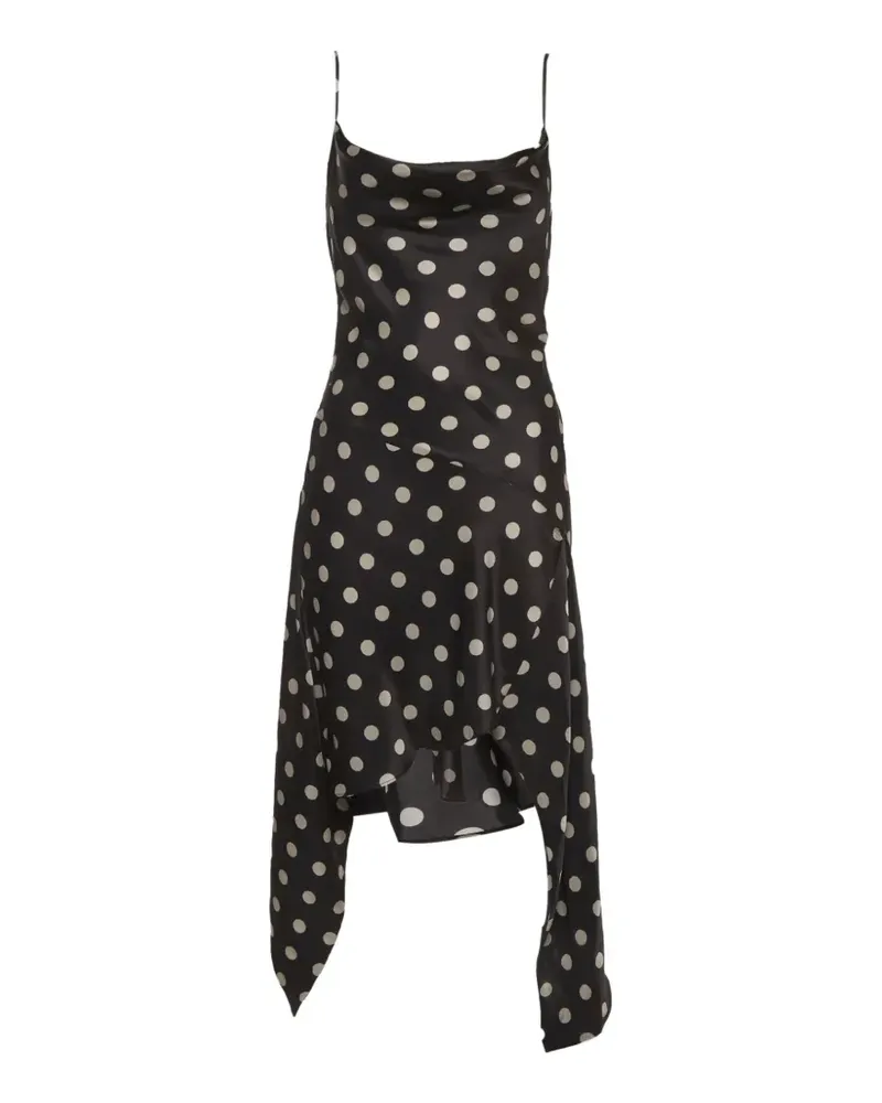 NICHOLAS Asymmetrisches Kleid mit Polka Dots - Schwarz Schwarz