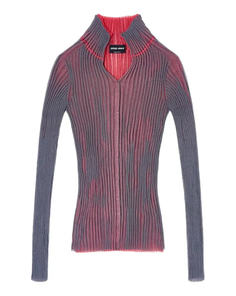 Giorgio Armani ribbed-knit long-sleeve top - Grau Grau