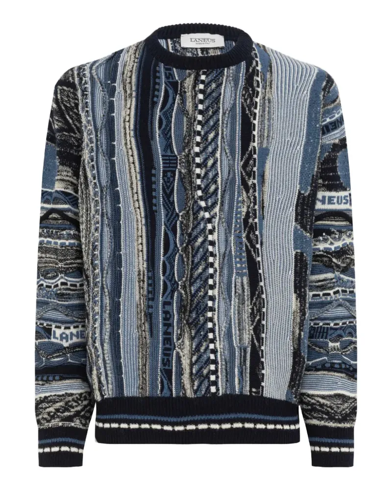 Laneus Pullover mit Jacquard-Strick - Blau Blau