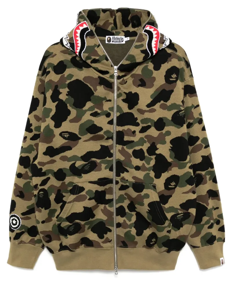 BAPE 1ST Hai-Hoodie aus Camouflage-Jacquard - Grün Grün